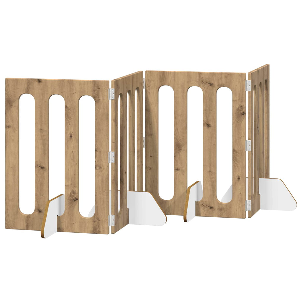 vidaXL Faltbarer Haustierzaun 4 pcs Artisan-Eiche 201 x 38 x 70 cm