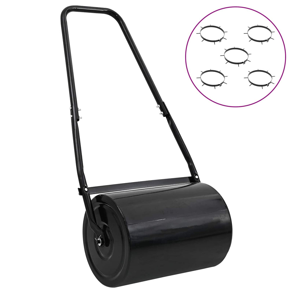 vidaXL Rasenwalze zum Ziehen mit Belüftungs-Clips Schwarz 110 x 52 cm