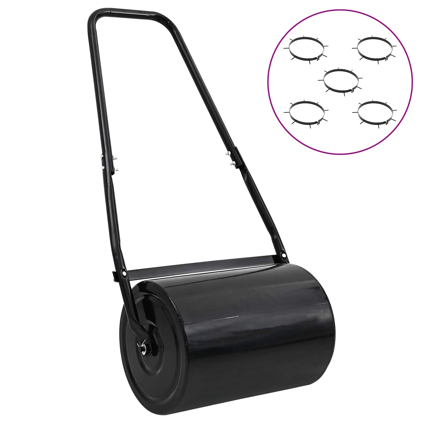 vidaXL Rasenwalze zum Ziehen mit Belüftungs-Clips Schwarz 110 x 52 cm