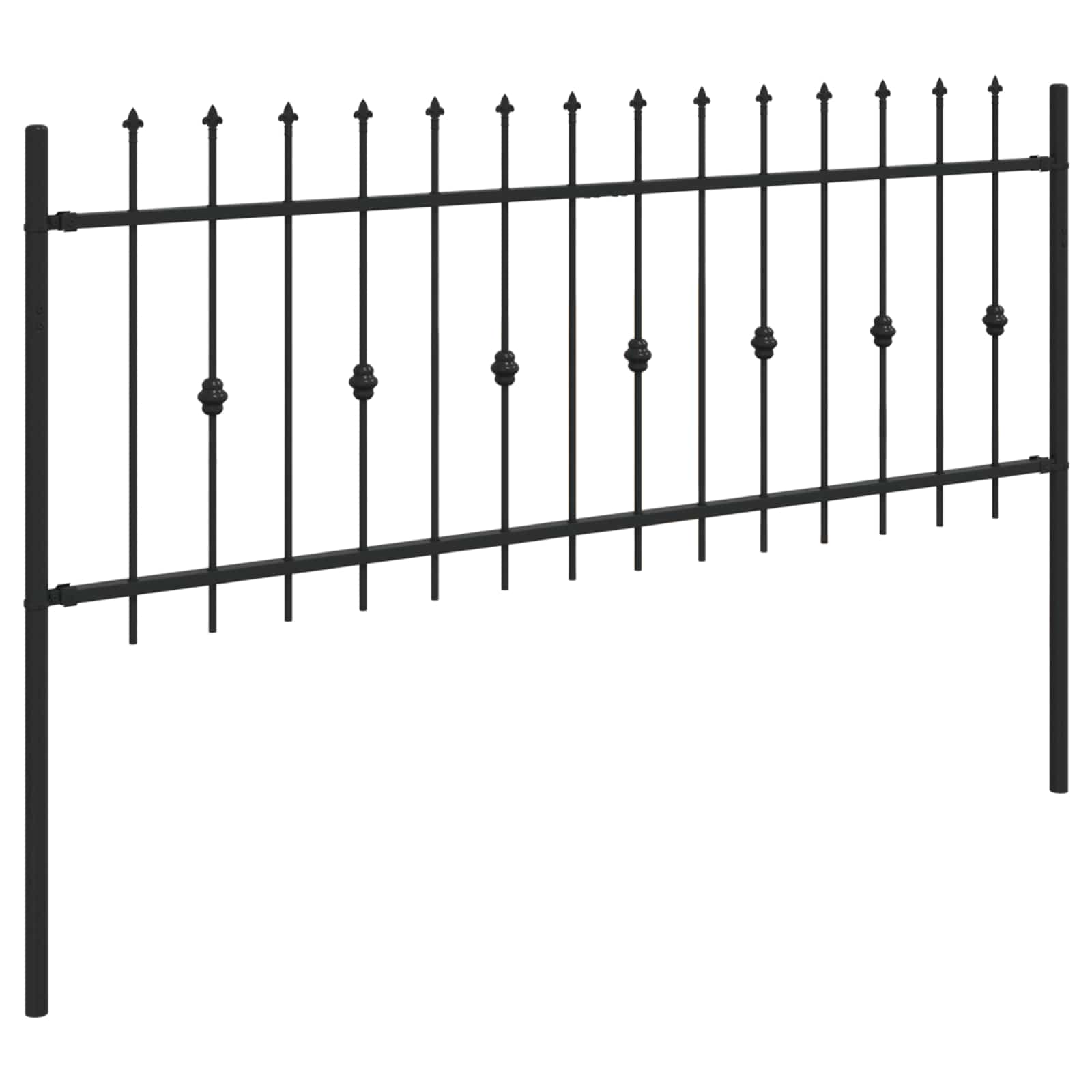vidaXL Spießzaun Asten Schwarz 200 x 130 cm Pulverbeschichteter Stahl