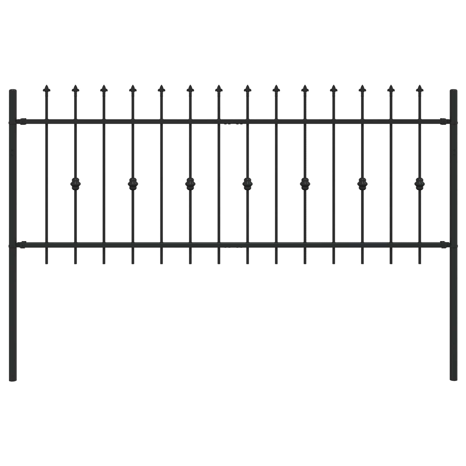 vidaXL Spießzaun Asten Schwarz 200 x 130 cm Pulverbeschichteter Stahl