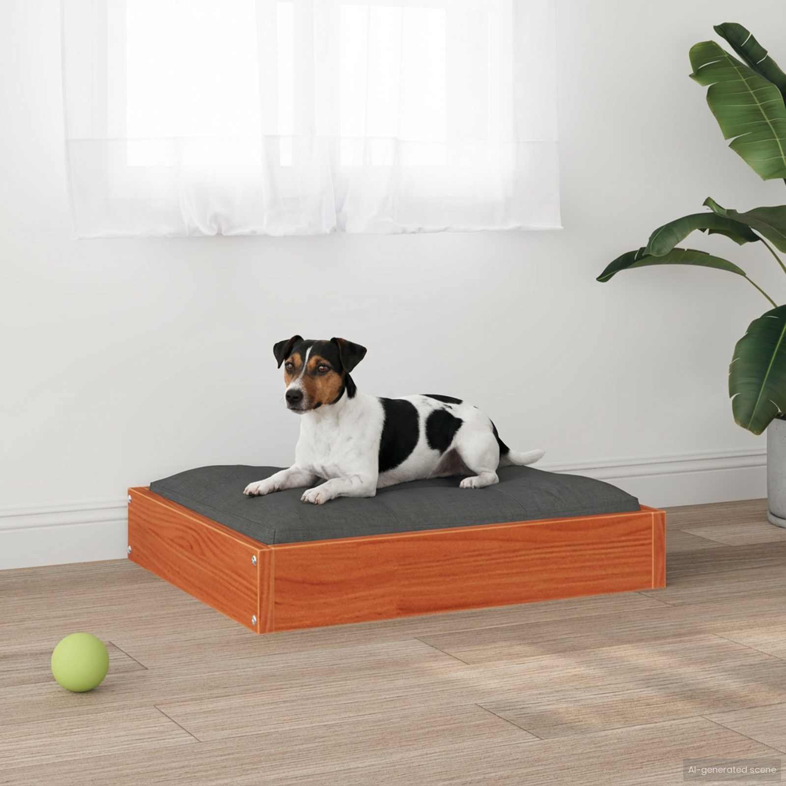 vidaXL Hundebett Wachsbraun 51,5 x 44 x 9 cm Massivholz Kiefer