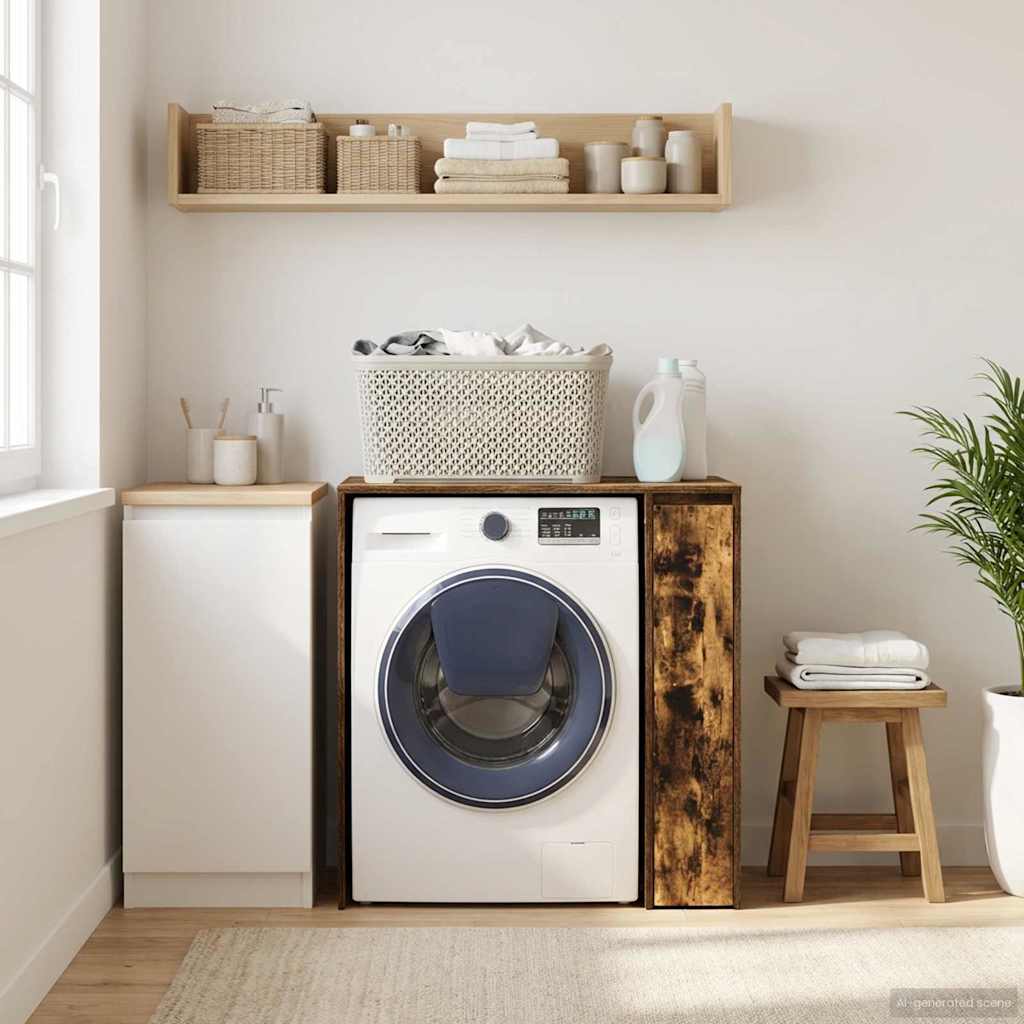vidaXL Waschmaschinen-Schrank Geräucherte Eiche 87 x 60 x 89 cm