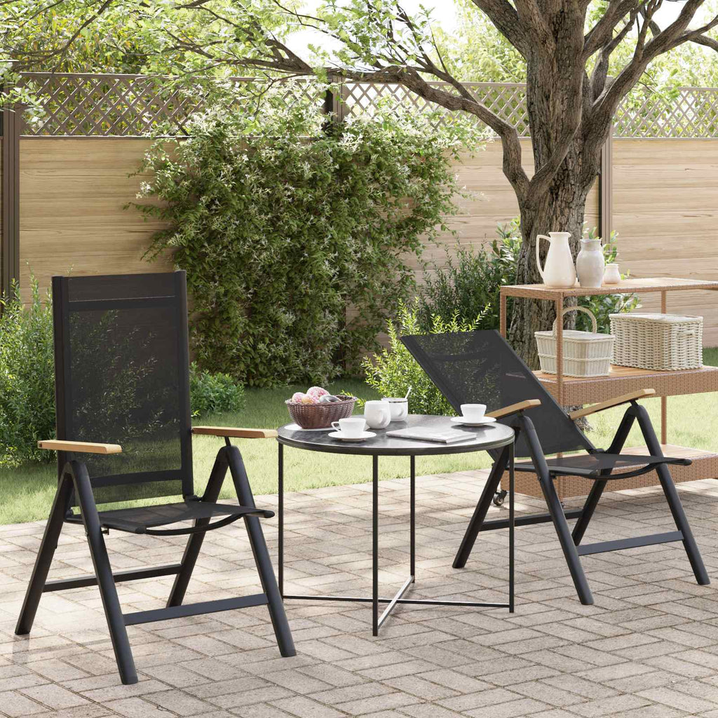 vidaXL Liegestühle für den Garten 2 pcs Schwarz 58 x 73 x 111,5 cm