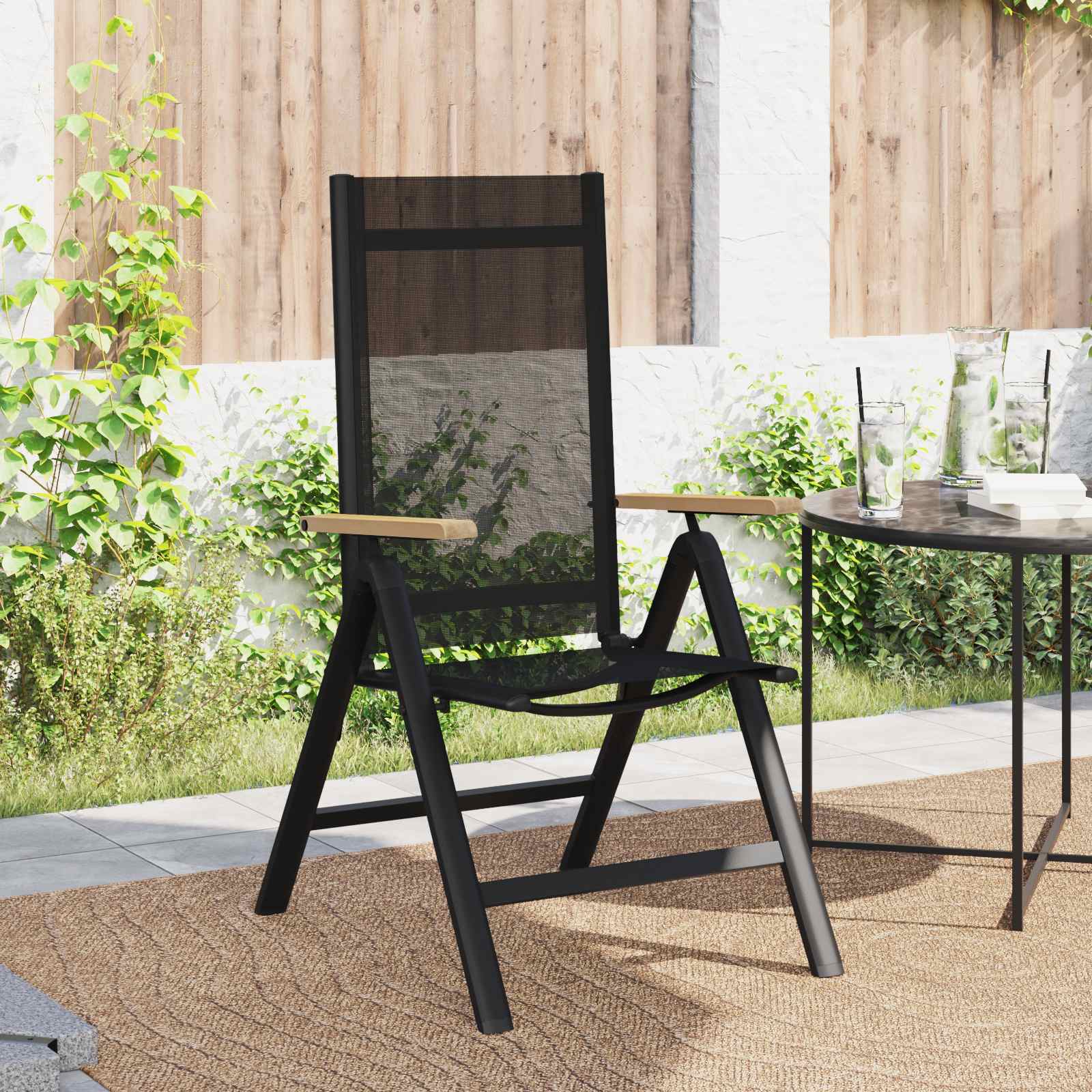 vidaXL Liegestühle für den Garten 2 pcs Schwarz 58 x 73 x 111,5 cm