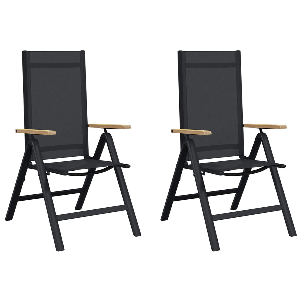 vidaXL Liegestühle für den Garten 2 pcs Schwarz 58 x 73 x 111,5 cm