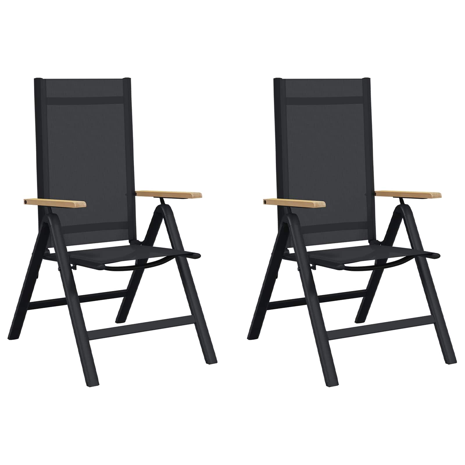 vidaXL Liegestühle für den Garten 2 pcs Schwarz 58 x 73 x 111,5 cm