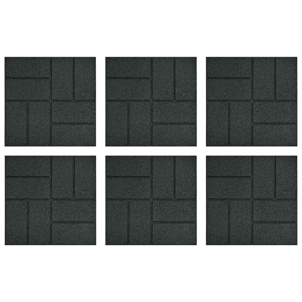 vidaXL Gehwegstein 6 pcs Schwarz 40,5 x 40,5 x 2 cm Gummi