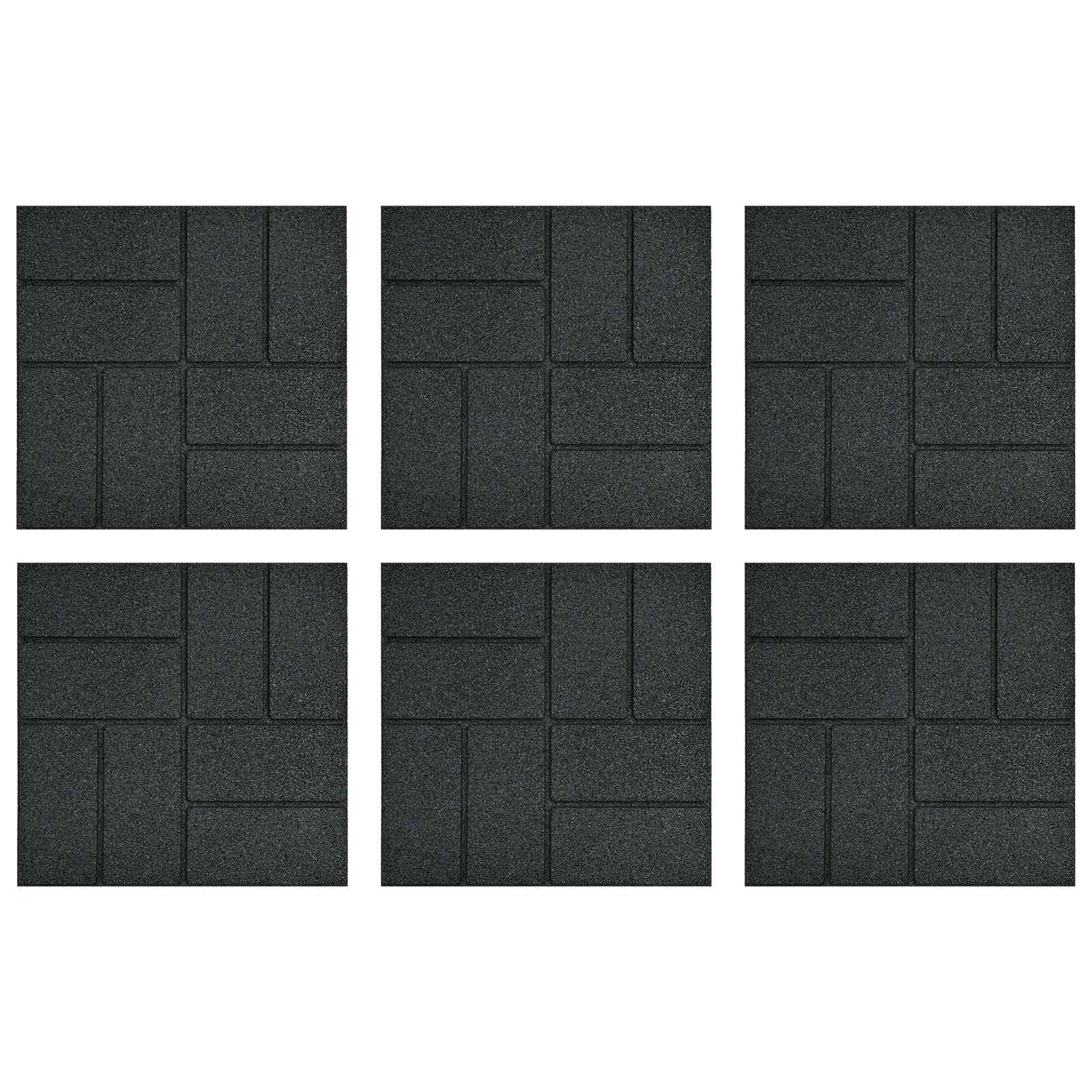 vidaXL Gehwegstein 6 pcs Schwarz 40,5 x 40,5 x 2 cm Gummi
