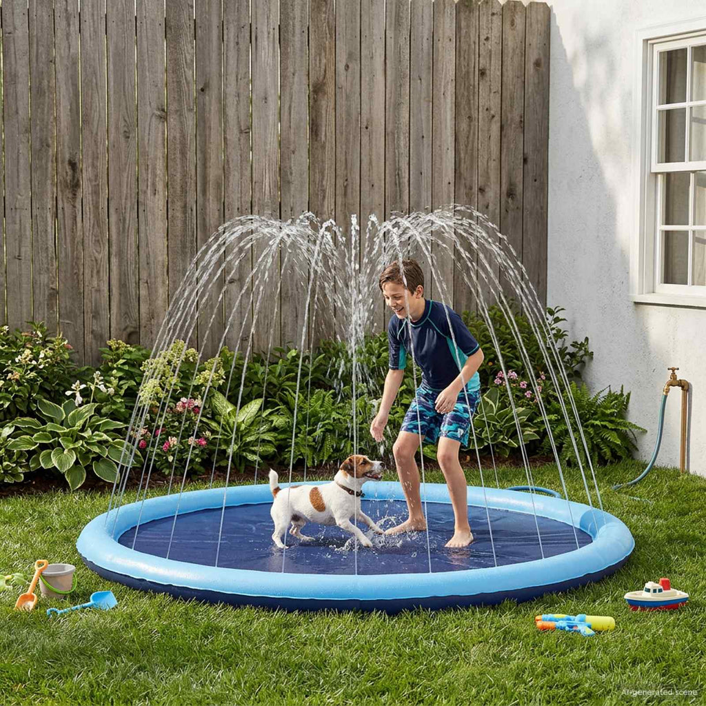 vidaXL Planschbecken für Kinder und Hunde Blau Ø150 x 10 cm PVC