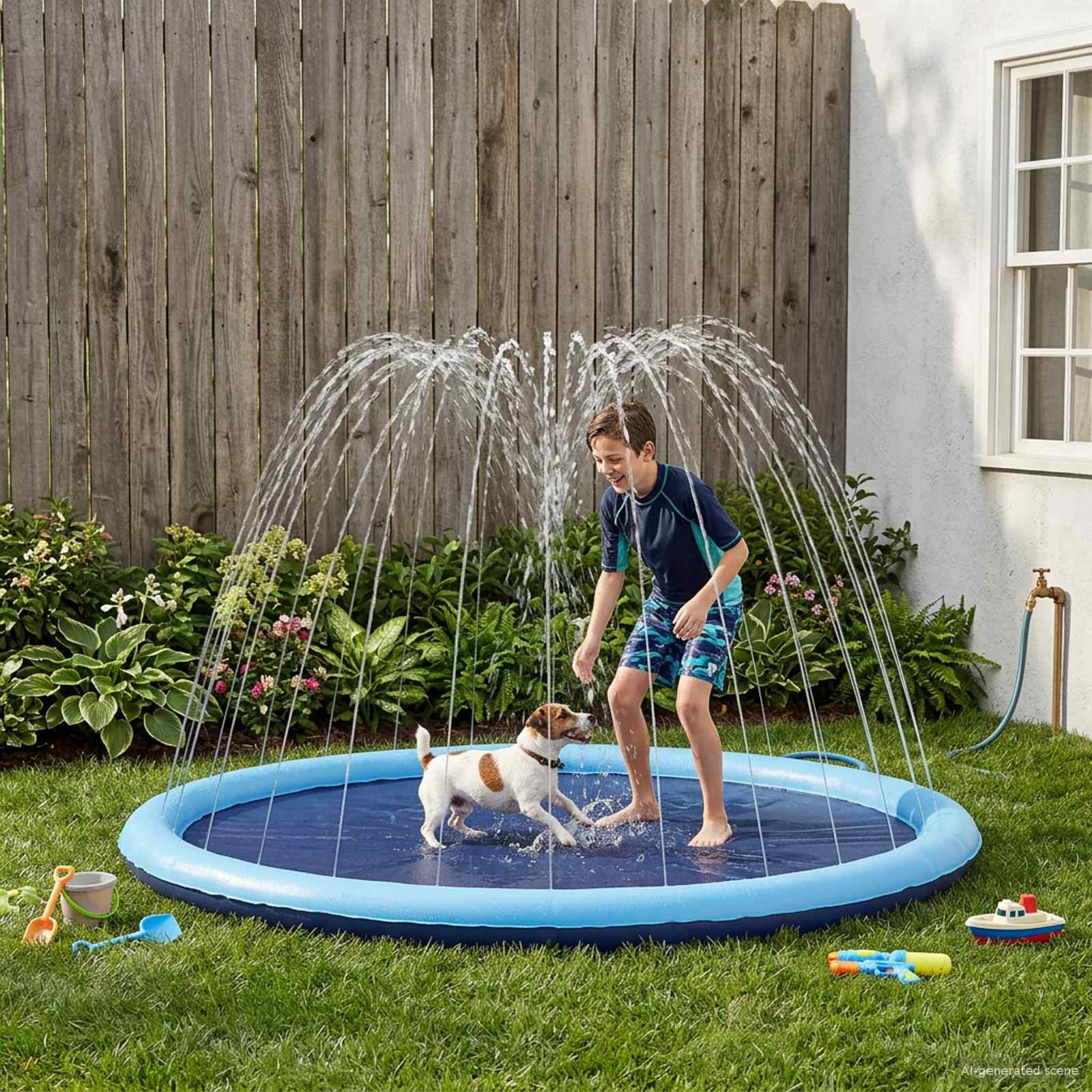 vidaXL Planschbecken für Kinder und Hunde Blau Ø150 x 10 cm PVC