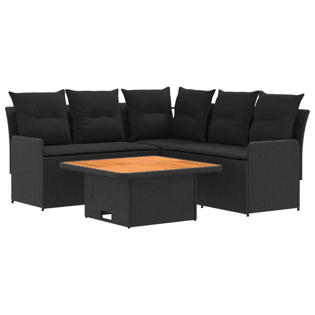 vidaXL Möbelsets mit Kissen 4 pcs Schwarz PE-Rattan