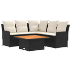 vidaXL Möbelsets mit Kissen 4 pcs Schwarz und Creme PE-Rattan