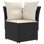 vidaXL Möbelsets mit Kissen 4 pcs Schwarz und Creme PE-Rattan
