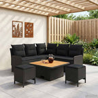 vidaXL Möbelsets mit Kissen 6 pcs Schwarz PE-Rattan