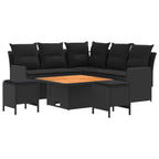 vidaXL Möbelsets mit Kissen 6 pcs Schwarz PE-Rattan