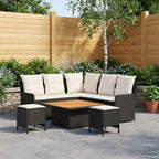vidaXL Möbelsets mit Kissen 6 pcs Schwarz und Creme PE-Rattan