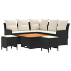 vidaXL Möbelsets mit Kissen 6 pcs Schwarz und Creme PE-Rattan