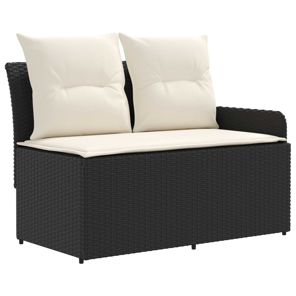vidaXL Möbelsets mit Kissen 6 pcs Schwarz und Creme PE-Rattan