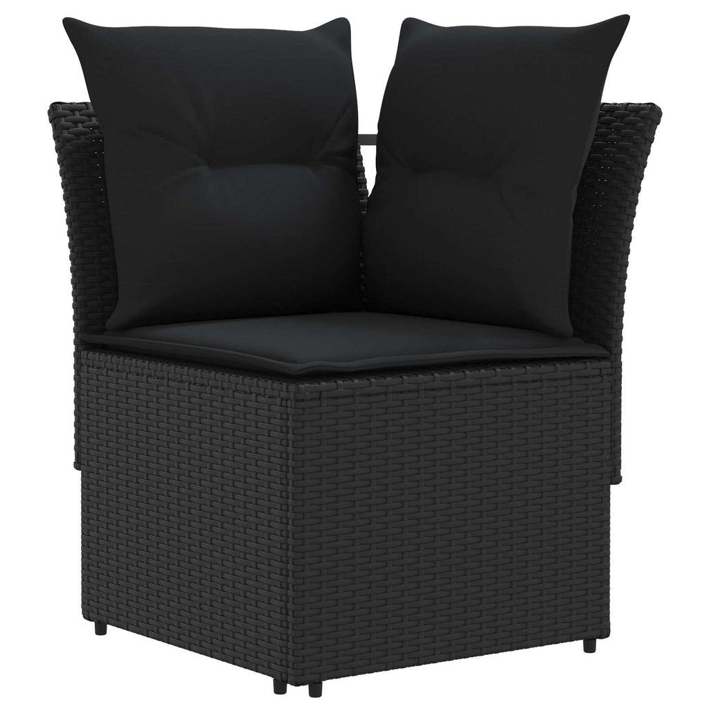 vidaXL Möbelsets mit Kissen 7 pcs Schwarz PE-Rattan