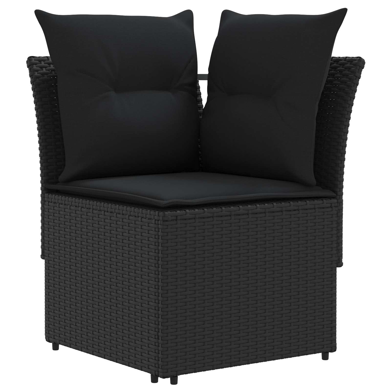 vidaXL Möbelsets mit Kissen 7 pcs Schwarz PE-Rattan