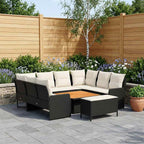 vidaXL Möbelsets mit Kissen 7 pcs Schwarz und Creme PE-Rattan