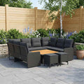 vidaXL Möbelsets mit Kissen 8 pcs Schwarz PE-Rattan