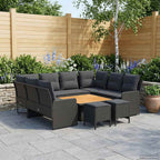 vidaXL Möbelsets mit Kissen 8 pcs Schwarz PE-Rattan