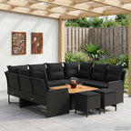 vidaXL Möbelsets mit Kissen 8 pcs Schwarz PE-Rattan