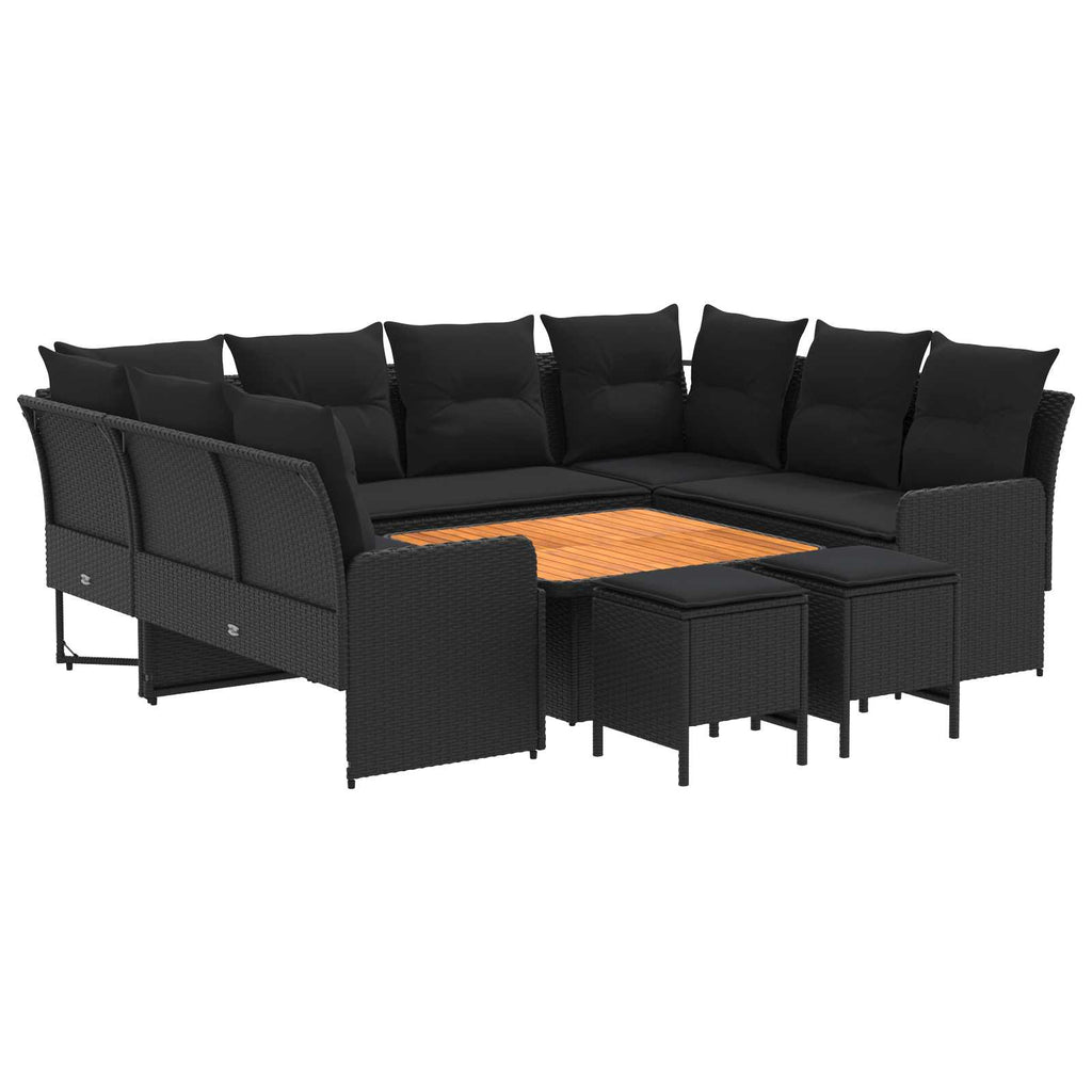 vidaXL Möbelsets mit Kissen 8 pcs Schwarz PE-Rattan