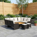 vidaXL Möbelsets mit Kissen 8 pcs Schwarz und Creme PE-Rattan