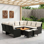 vidaXL Möbelsets mit Kissen 8 pcs Schwarz und Creme PE-Rattan