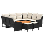 vidaXL Möbelsets mit Kissen 8 pcs Schwarz und Creme PE-Rattan