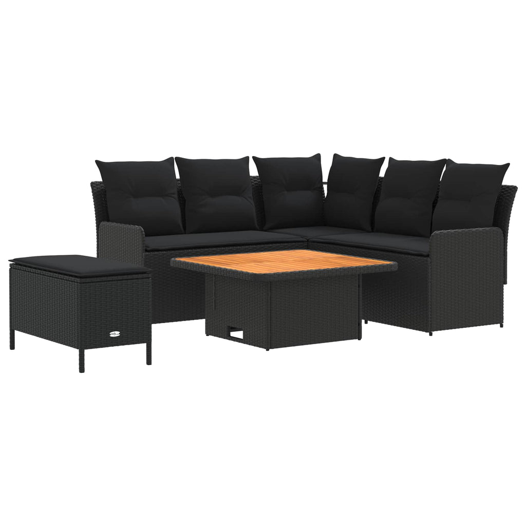 vidaXL Möbelsets mit Kissen 5 pcs Schwarz PE-Rattan