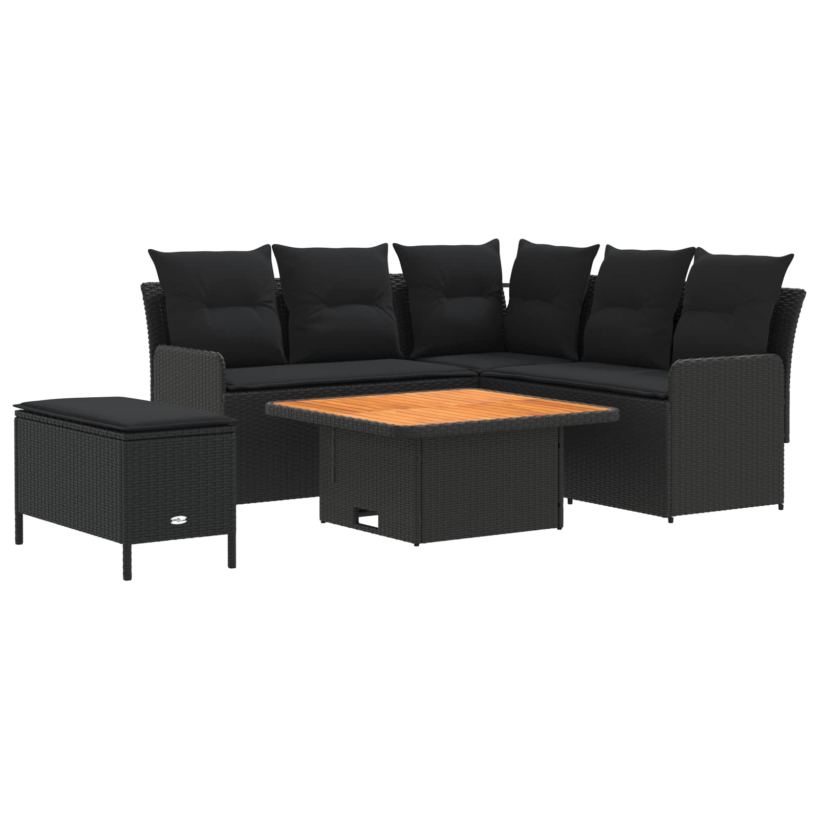 vidaXL Möbelsets mit Kissen 5 pcs Schwarz PE-Rattan