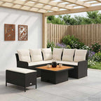 vidaXL Möbelsets mit Kissen 5 pcs Schwarz und Creme PE-Rattan