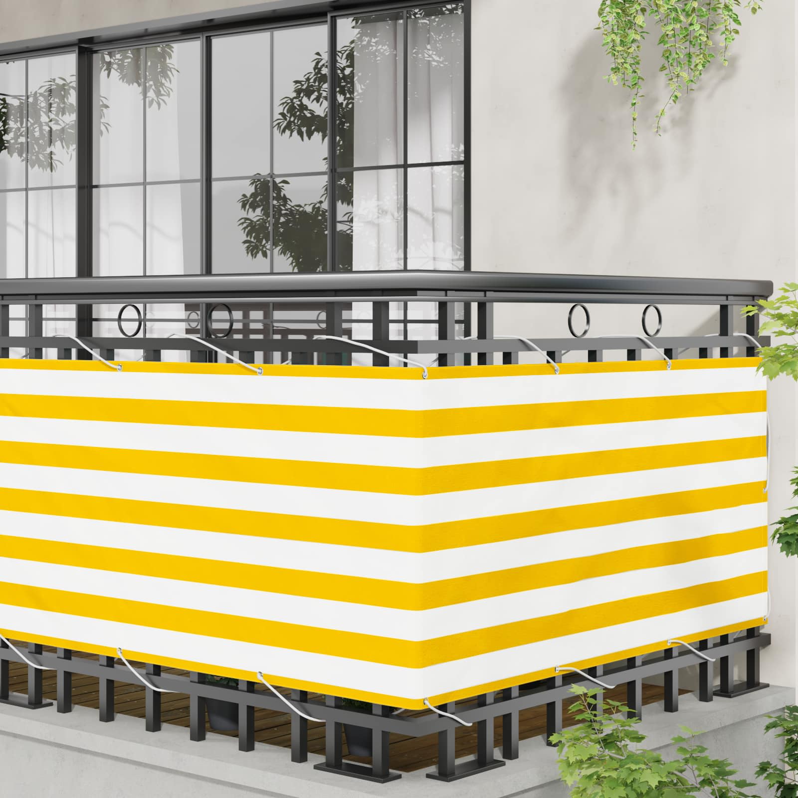 vidaXL Balkonsichtschutz Gelb und Weiß 75 x 200 cm