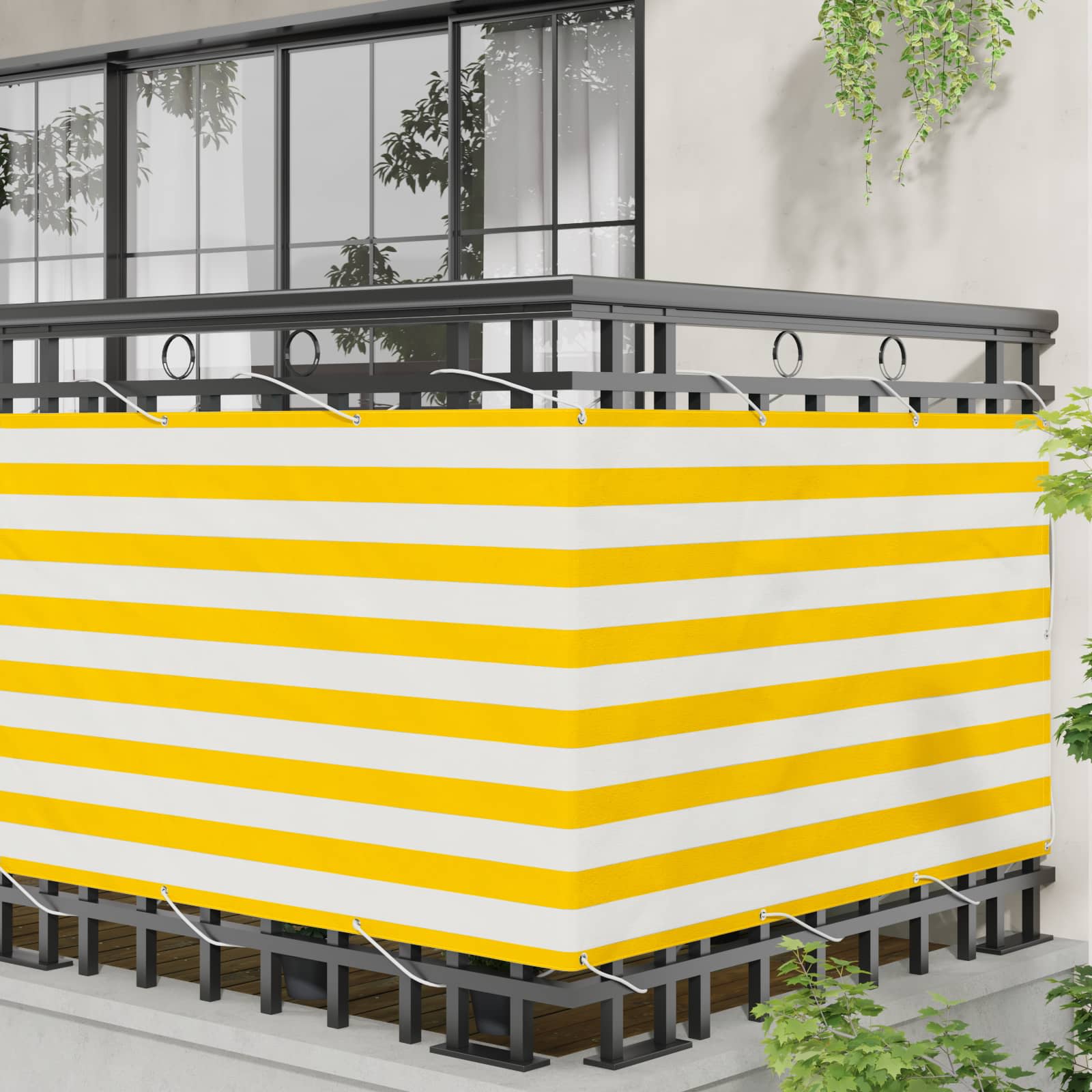 vidaXL Balkonsichtschutz Gelb und Weiß 100 x 200 cm Oxford-Stoff