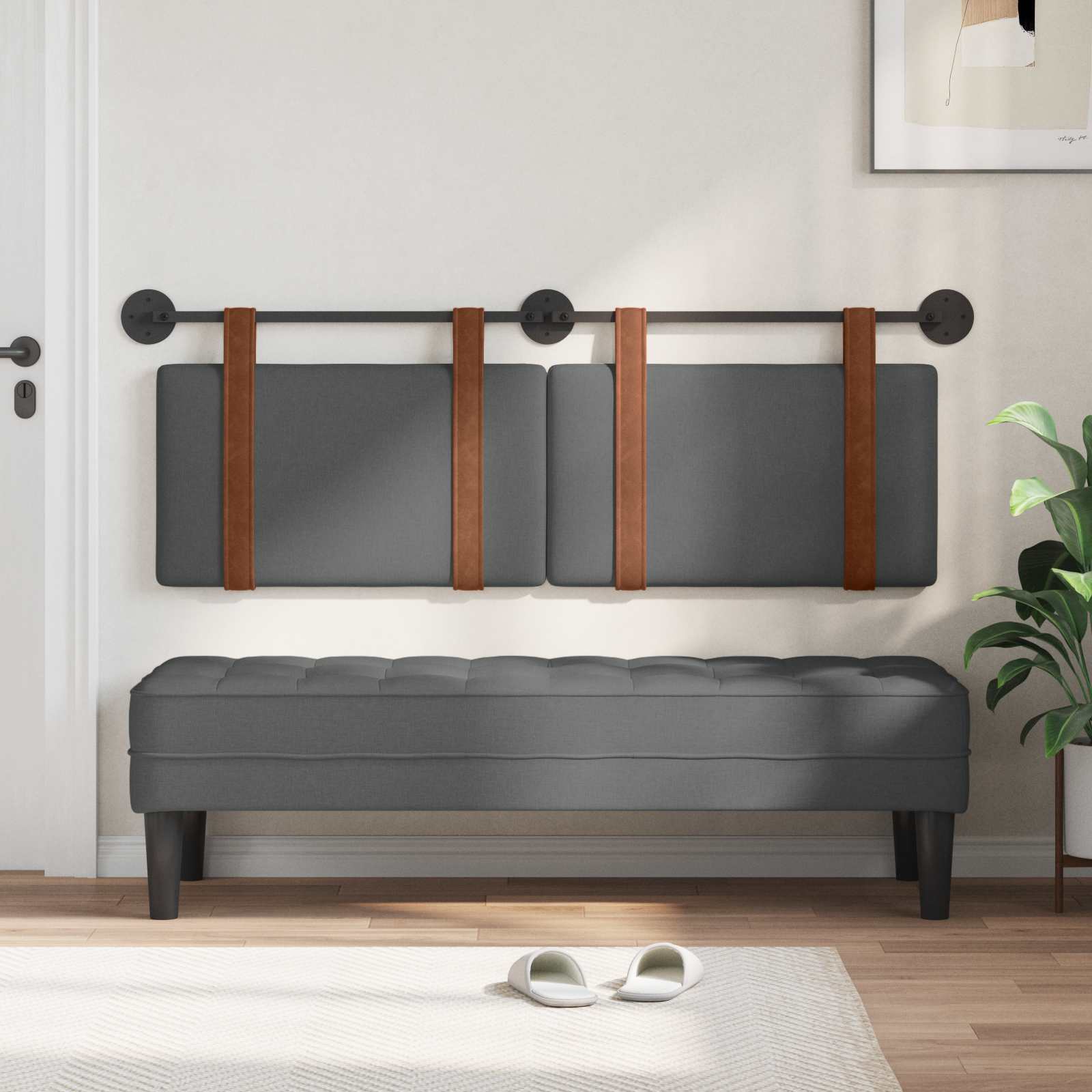 vidaXL Hängevorderseite Uni Dunkelgrau 130 x 55 x 5 cm Antikes PU