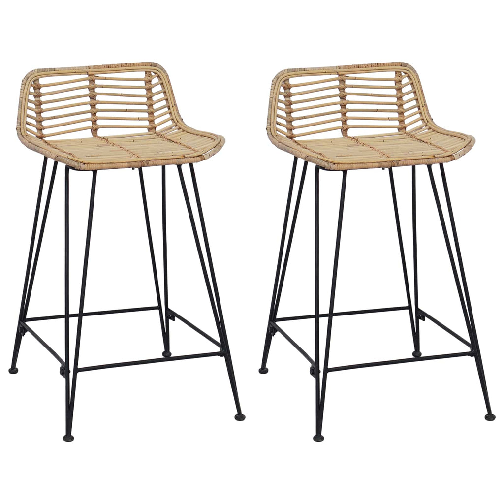 vidaXL Barhocker 2 pcs Natur 44 x 45 x 76 cm Rattan und Stahl