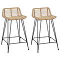 vidaXL Barhocker 2 pcs Natur 44 x 45 x 76 cm Rattan und Stahl
