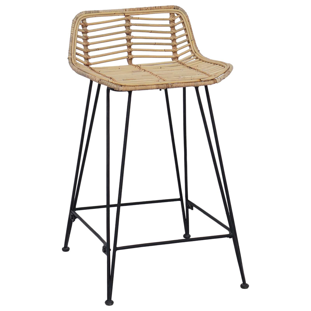 vidaXL Barhocker 2 pcs Natur 44 x 45 x 76 cm Rattan und Stahl