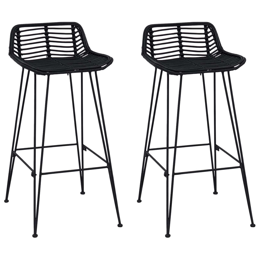 vidaXL Barhocker 2 Stück Schwarz 44 x 46 x 91 cm Rattan und Stahl
