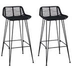 vidaXL Barhocker 2 Stück Schwarz 44 x 46 x 91 cm Rattan und Stahl