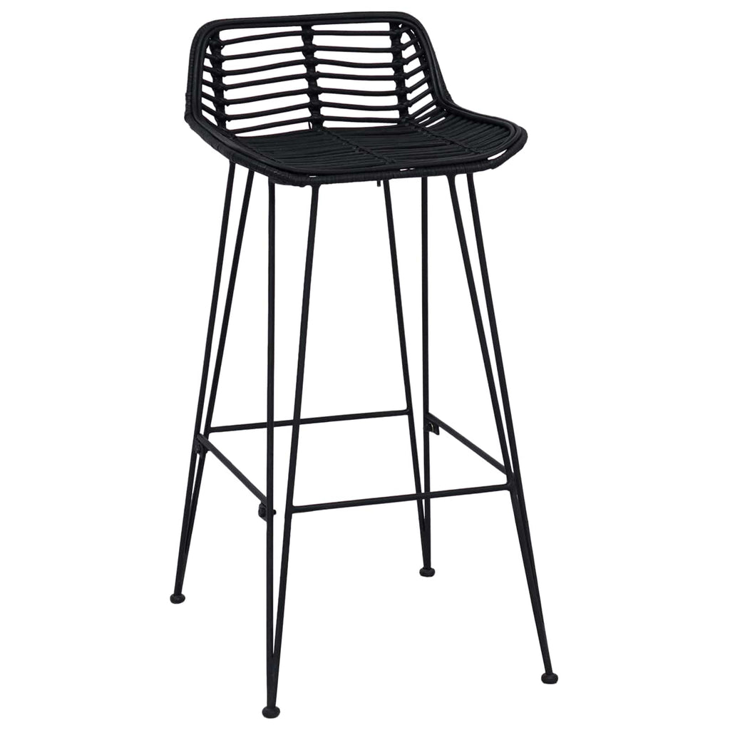 vidaXL Barhocker 2 Stück Schwarz 44 x 46 x 91 cm Rattan und Stahl
