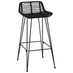 vidaXL Barhocker 2 Stück Schwarz 44 x 46 x 91 cm Rattan und Stahl