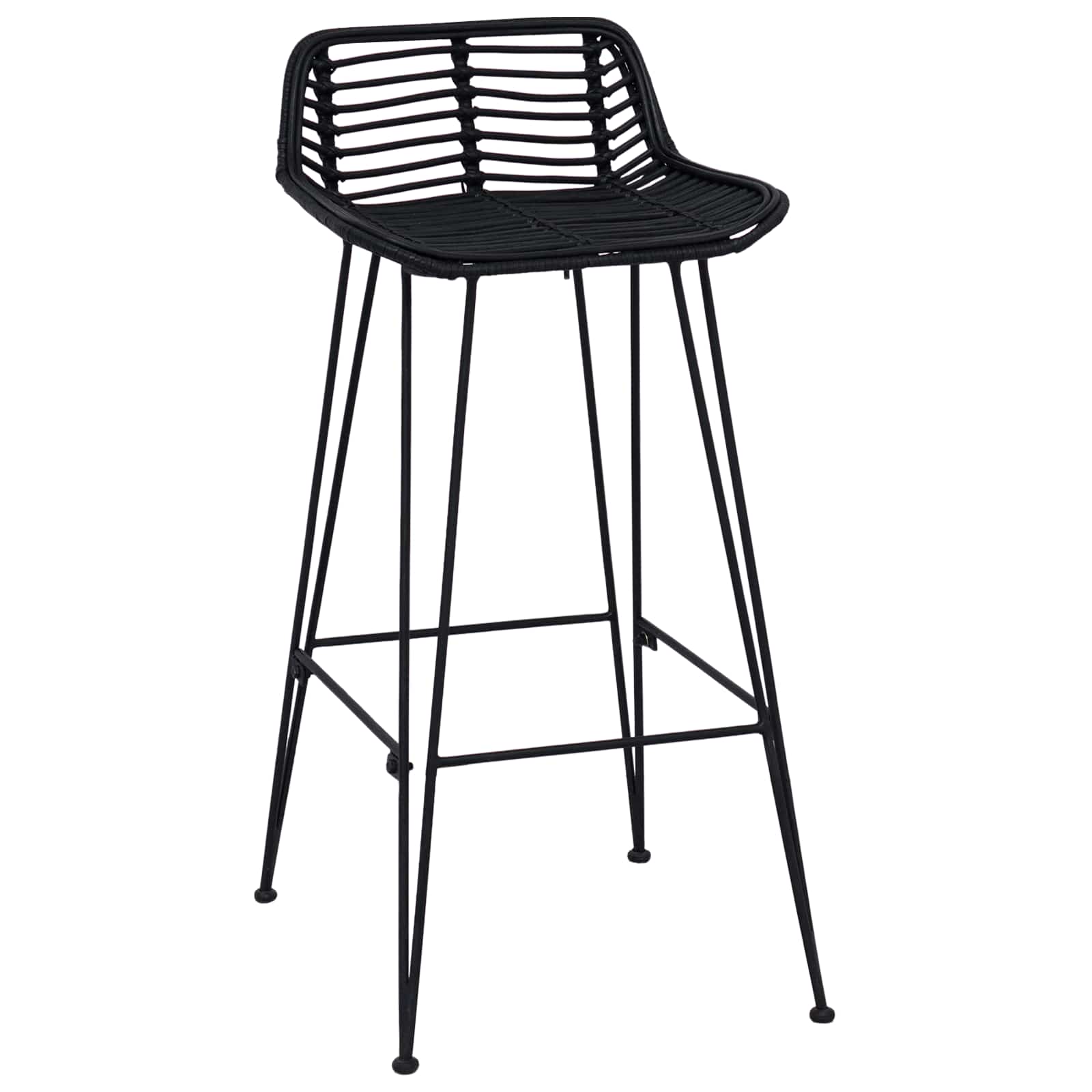 vidaXL Barhocker 2 Stück Schwarz 44 x 46 x 91 cm Rattan und Stahl