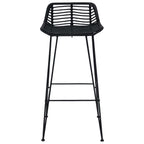 vidaXL Barhocker 2 Stück Schwarz 44 x 46 x 91 cm Rattan und Stahl