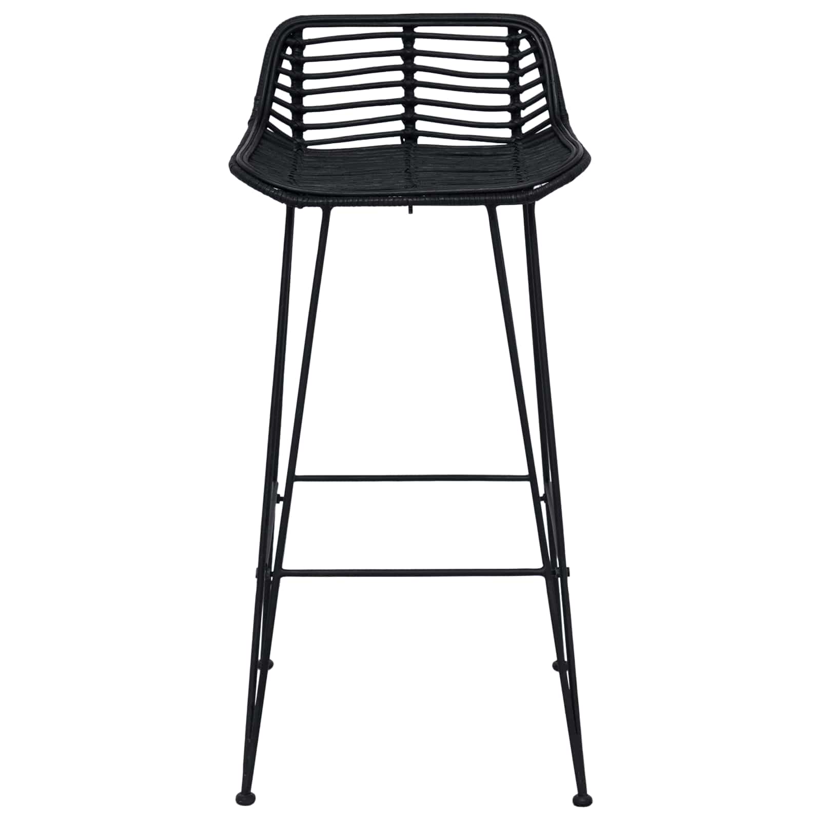 vidaXL Barhocker 2 Stück Schwarz 44 x 46 x 91 cm Rattan und Stahl