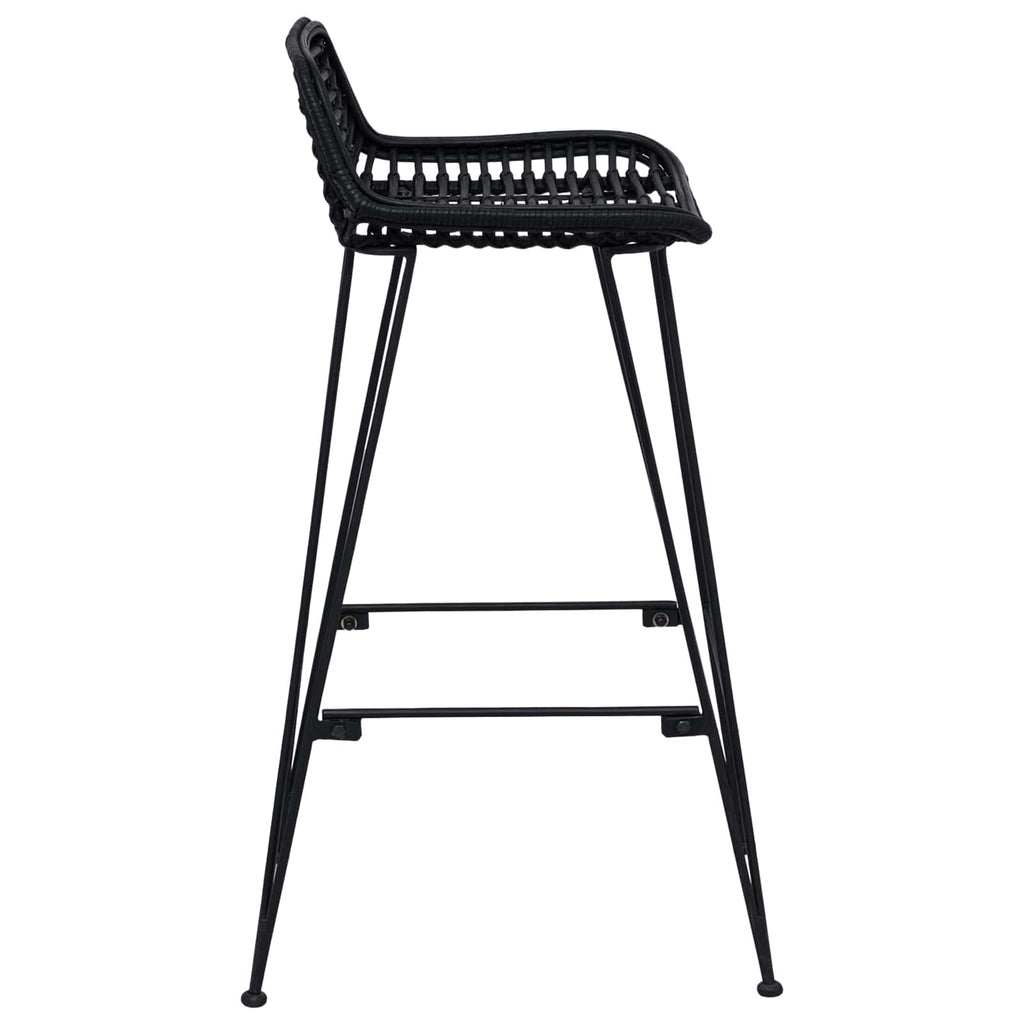 vidaXL Barhocker 2 Stück Schwarz 44 x 46 x 91 cm Rattan und Stahl